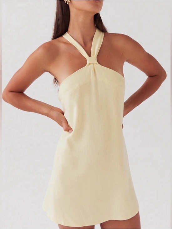 Peppermayo Dresses & Skirts - Peppermayo butter yellow mini halter dress